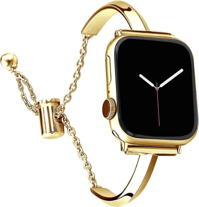 Stravo Sieraden Horlogeband met Kettingsluiting – Geschikt voor Apple Watch 42mm (Series 11/10), 41mm (Series 9/8/7), 40mm (Series 6/5/4, SE 3/2/1), 38mm (Series 3/2/1) – Dunne Metalen Armband – Goud