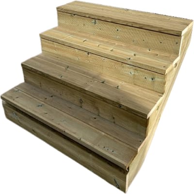 BERLIN Houten Buitentrap - 4 Gesloten Treden 71 cm Hoog - 160 cm Breed