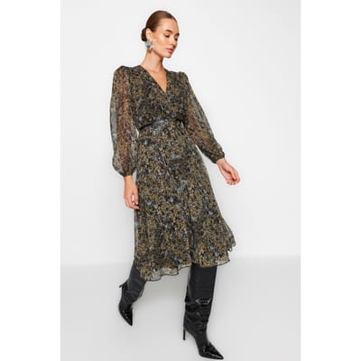 Damesjurken met bloemenprint, midi-lengte, casual, normale pasvorm