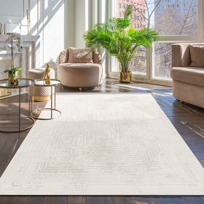 Paco Home Tapijt Woonkamer Kortpolig Scandinavisch Patroon Boho Effen 3D Beige Crème 80x150 cm