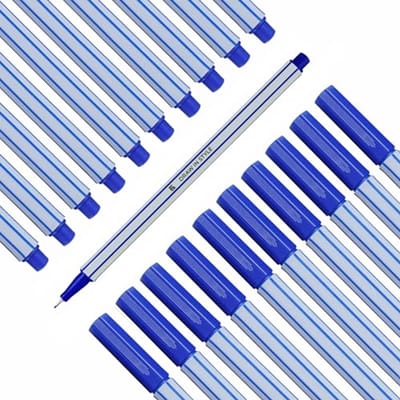 Fineliners Blauw - Dunne Stiften - Nauwkeurig Schrijven - Metalen Versterkte Punt - 10 Stuks - Blauw