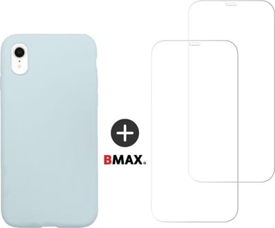 BMAX Telefoonhoesje geschikt voor iPhone XR - Siliconen hardcase hoesje zeeblauw - Met 2 screenprotectors
