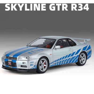 1:18 Gtr R34 Skylin S15 Lbwk Lichtmetalen Auto Model Geluid En Licht Terugtrekken Speelgoed voor Kinderen Verzamelaarsobjecten Verjaardagscadeau