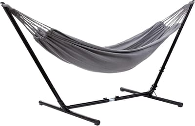 Hangmatset Relax - Buiten Loungen - Ontspannen in de tuin - Verstelbaar frame - 330 cm lengte - Grijs
