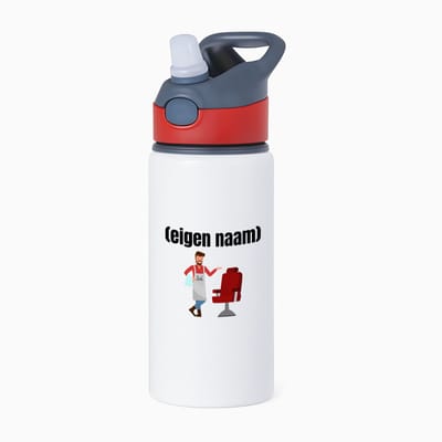 Hacebo® - kapper met eigen naam waterfles met rietje rood - Kapper - iemand die kapper is - barbershop - cadeau - verjaardag - zelf gepersonaliseerd - water fles - 650ML