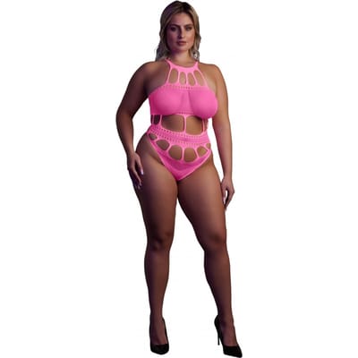 Body met Griekse Halslijn - Grote Maten - Neon Roze