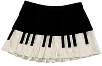 Kraftverdia Harajuki Piano Rok - Y2K Streetstyle Minirok met Pianotoets Print - Coquette Esthetiek Rock Kleding voor 2025 Zomer - Vrouwen Modieus A-lijn Ontwerp - Feest en Festival Outfit