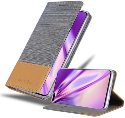 Cadorabo Hoesje geschikt voor Huawei P40 in LICHTGRIJS BRUIN - Beschermhoes met magnetische sluiting, standfunctie en kaartvakje Book Case Cover Etui
