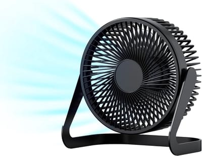 USB-aangedreven miniventilator - Stille bureauventilator - 2 snelheden met sterke wind - 360° rotatie - Geschikt voor kantoor en studeerkamer - Zwart