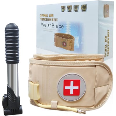 Opblaasbare Taillebrace Taille Fixatie Riem Tractie Riem Geschikt voor Mannelijke en Vrouwelijke Volwassenen Lendenwervel Lucht Tractie Apparaat beige