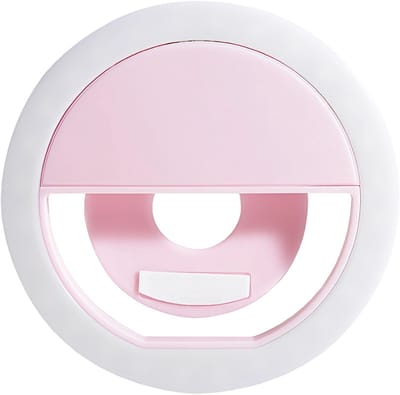 longziming -Draagbare Ringlamp – 180° Draaibaar – 3 Helderheidsniveaus – USB-C Oplaadbaar – Voor Smartphone & Laptop – roze – 1 Stuk