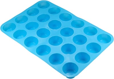 24 stuks Siliconen Mini Muffin Bakvorm ⌀ 5 cm - Bakvormen - bakvorm - bakvormen siliconen - siliconen bakvormen - siliconen mallen - Cupcakes - Blauw - cupcake vormpjes - Muffin Bakvormen