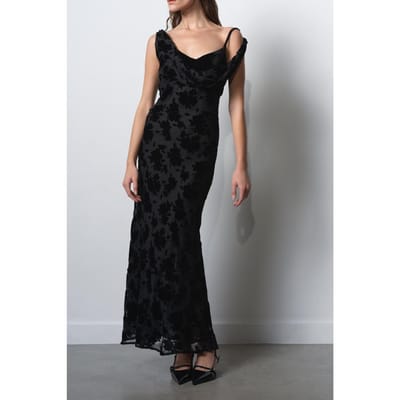 French Connection Kara Burnout Twisted Midi Dres Blackout Maat: 6 | Midi Jurken Outlet | Dames | Zwart