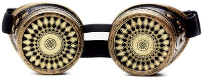 KIMU® Goggles Steampunk Bril Spiral - Brons Montuur - Bronzen Burning Man Halloween Festival