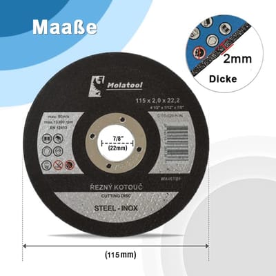 Slijpschijven voor metaal en staal – 20 stuks 115 x 2,0 mm – Flexibele schijven voor haakse slijpers