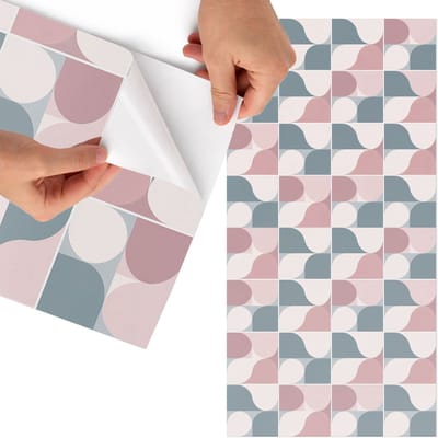 Tulup Meubelfolie - Geometrische pasteltinten Plakfolie Meubels - 75x150 cm - Roze Meubelfolie - Meubelfolie Zelfklevend - Geometrische Meubelfolie - Wrapfolie Keuken - Wanddecoratie - Achtergronden en patronen