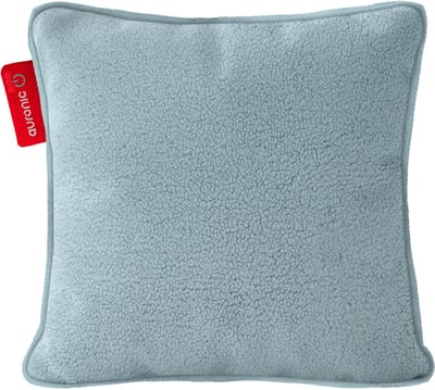 Auronic Warmtekussen - Sherpa Fleece - 45x45 - Draadloos - Oplaadbaar - Elektrisch kussen - Infrarood - Blauw/Grijs