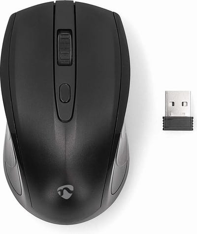 Nedis Mouse | Wireless | 800 / 1200 / 1600 dpi | Adjustable DPI - Muis - Optisch - 4 knoppen - Zwart
