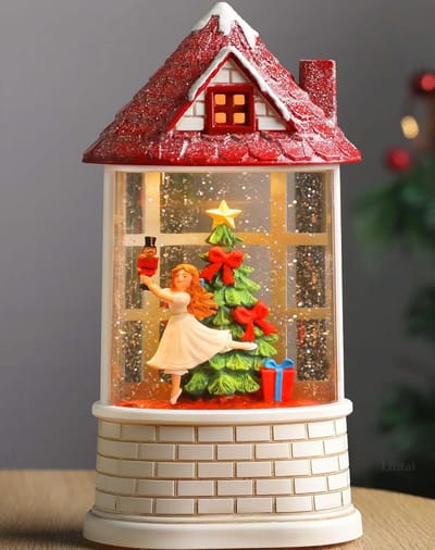 Muzikale Sneeuwbol met Ballerina, Notenkraker en Lichtgevende Kerstboom - USB en Batterij - Tafeldecoratie