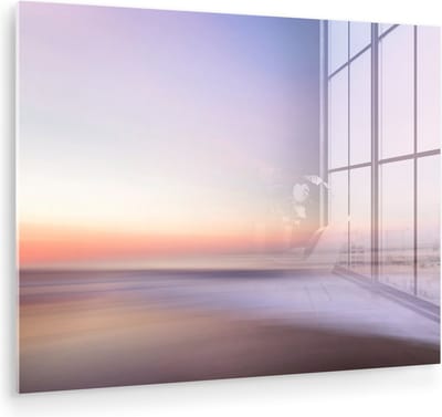 MuchoWow® Glasschilderij 160x120 cm - Schilderij acrylglas - Strand - Kleuren - Pastel - Foto op glas - Muurdecoratie woonkamer - Wanddecoratie slaapkamer - Schilderijen