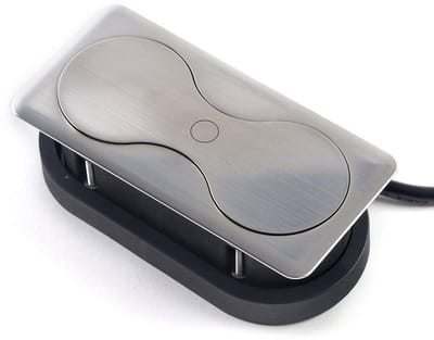 Dubbele, ingebouwde stopcontact hoekig Roestvrij staal optiek geborsteld met Schuko / USB