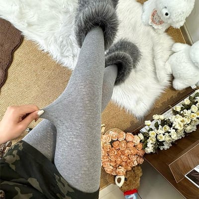 NouveauCollant Tricoté d'Automne pour Femmes Collants Jacquard Sexy Collants de Base Hiver Skinny Leggings Lolita One Size gray
