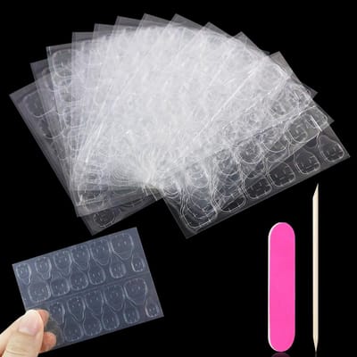 Set met kunstnagels, 11 vellen/264 zelfklevende nagellipjes, nagelriemduwer en -vijl, waterdicht voor zelfhoudende nageldecoratie