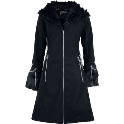 Vixxsin - Rockabilly Lange jassen - Neoma Coat - XS tot XL - voor Vrouwen - zwart