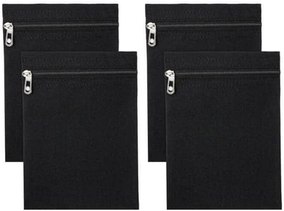 Zak - 4 Stuks - Binnenzak van de jas - Canvas - Met ritssluiting - Ingenaaide binnenzak - Verborgen zak - Kleding binnentas - Voeg zakken toe aan kleding - Opbergtas - Geschikt voor jassen, hoodies, windjacks en mantels - 21.5*15.5cm - Zwart