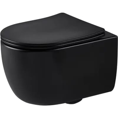 Aquavive Hangtoilet Aveto Randloos - Keramiek - Ovaal - Zwart - Verkort 49cm