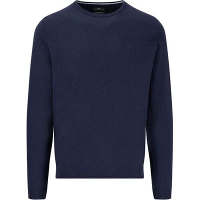 Fynch-Hatton Trui O-Neck Cotton Linnen Navy / male