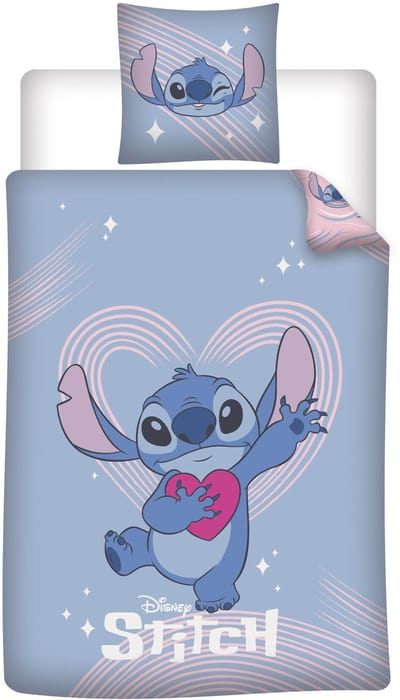 Disney Lilo & Stitch Dekbedovertrek Heart - 140 x 200 cm / 65 x 65 cm - Polykatoen