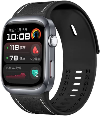 Strap-it Smartwatch bandje hybrid - leren / siliconen bandje - geschikt voor de Huawei Watch D2 (zwart)