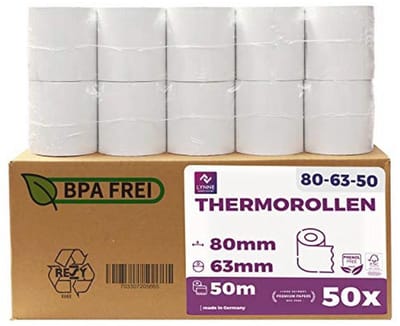 Thermische papierspoelen 80 mm x 50 m - BPA-vrij voor kassa en ticketprinter - 50 rollen