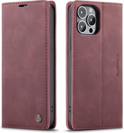 Telefoonhoes Geschikt voor: 13 Pro Max - CaseMe hoesje met pasjeshouder - Bookcase - PAARS
