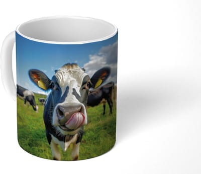 Mok - Koffiemok - Koe - Tong - Weide - Mokken - 350 ML - Beker - Koffiemokken - Theemok