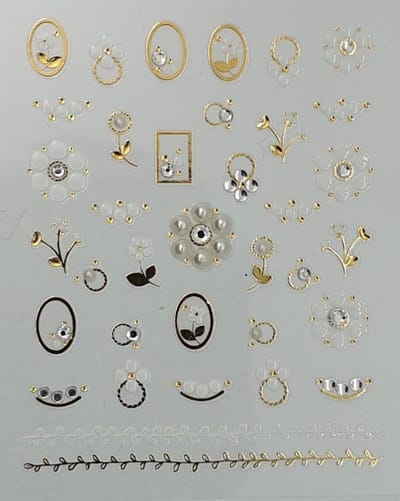 Nail Art Stickers - Nagel Stickers - Korneliya 3D Nail Jewels DeLuxe - DL04 Flowers and Diamonds