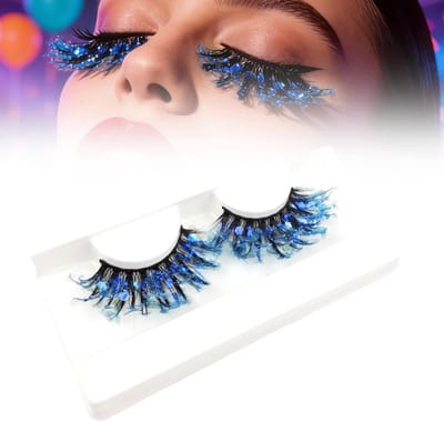 Kleurrijke kunstwimpers met fluorescerende pailletten voor carnaval en feestjes, lange 3D wimpers voor een opvallende oogmake-up