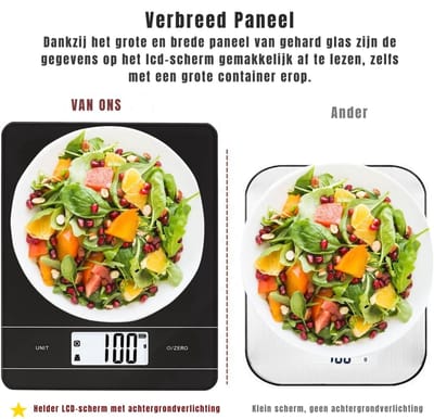TIM® Weegschaal Keuken - Weegschaal - Precisie Weegschaa - Zwart - 21cm x 16cm x 2cm