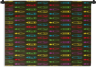 Wandkleed - Wanddoek - Potloden - Patronen - Stift - Regenboog - 60x45 cm - Wandtapijt