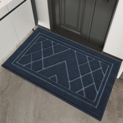 Tapis de sol d'entrée de porte en polypropylène Tapis d'entrée de maison Résistant à l'usure Tapis antidérapant Tapis de porte d'entrée Dépoussiérage 45*80cm black