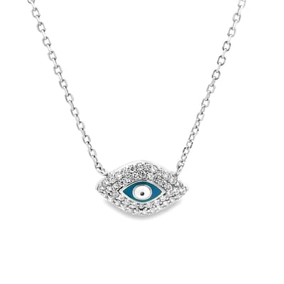 Juwelier Zwartevalk zilveren (gerhodineerd) evil eye ketting - 25.145