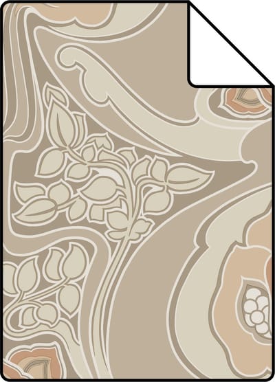 Proefstaal ESTAhome behang vintage bloemen in art nouveau stijl beige - 26.5 x 21 cm - 139569-S