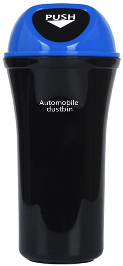 Vuilnisemmer - mini-vuilnisemmer met deksel - waterdicht - draagbare vuilnisemmer voor auto - bekerhouder - console - voor voertuigen - slaapkamer - kantoor (blauw)