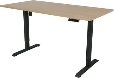 Sedero Elektrisch verstelbaar bureau - 180x80 cm - Single motor - Zwart met Eiken