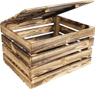 Creative Deco Houten Doos met Groot Deksel | 50 x 40 x 30 cm | Vintage Opbergdoos | Perfect voor Opslag Cadeau Decoratie DIY
