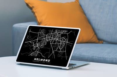 Laptop sticker - 13.3 inch - Kaart - Helmond - Zwart - 31x22,5cm - Laptopstickers - Laptop skin - Cover