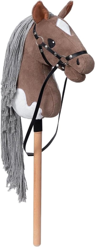 Stokpaard Hobby Paard - Speelgoed Paard - Buiten Spelen - Zacht Pluche Materiaal - 70 cm - Bruin Wit