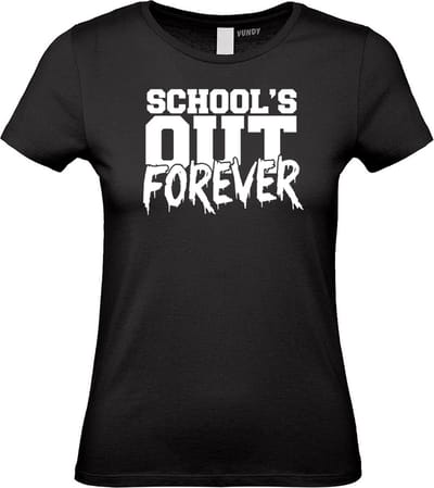 Dames T-shirt School's Out Forever | Geslaagd Cadeau | Afgestudeerd | Diploma | Zwart | maat XS