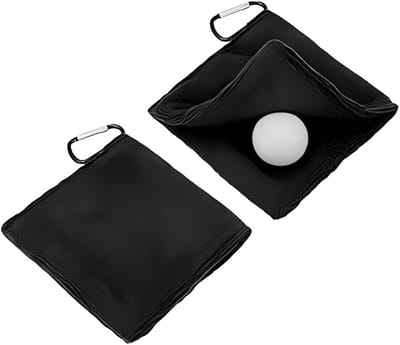 2-stuks Golfhanddoek - Golfbalreiniger - Golfaccessoire - Met D-clip - Draagbaar - Met Nat-en-droog Zakje - Microvezel - 14×14 cm - Geschikt voor golfbanen, tassen, golfkarren, riemen, heren, dames, trainingen en clubgeschenken - Zwart